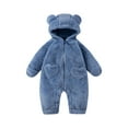 thumbnail image 1 of breaise Baby Snowsuit Bear Ear Hooded Jumpsuit Fleece Romper Zipper Winter Coat Outfits 0-12M Light Blue 3 Months, 1 of 6