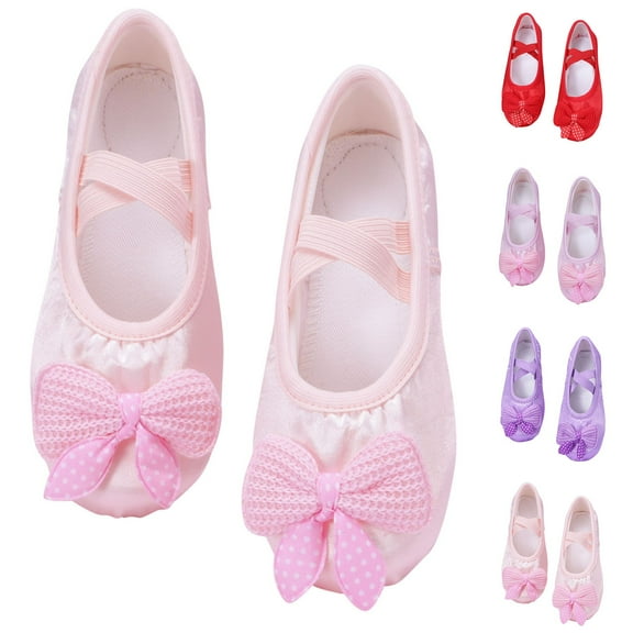breaise Ballet Shoes for Girls, Toddler Kids Satin Dance Practice Slippers Split Soft Princess Dress Shoes for Little Girls