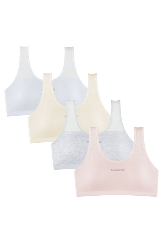 Big Girls Tank Tops Bras Teen Sports Training Bra Cotton Wide Straps Padded Seamless Bralettes