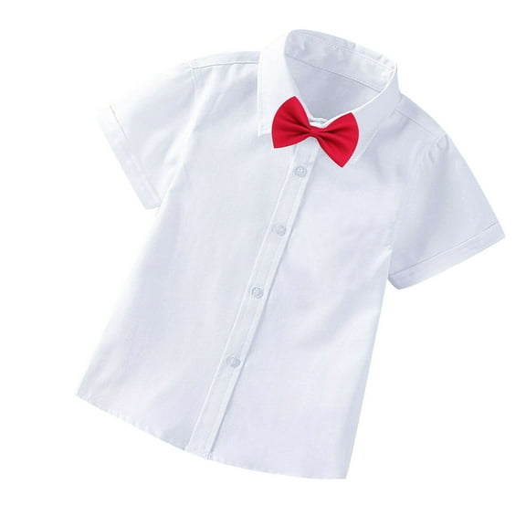 breaise Boy's Girl's Button Down Uniform Dress Shirt Summer Short Sleeve Shirt Boy School Uniform Shirt with Tie