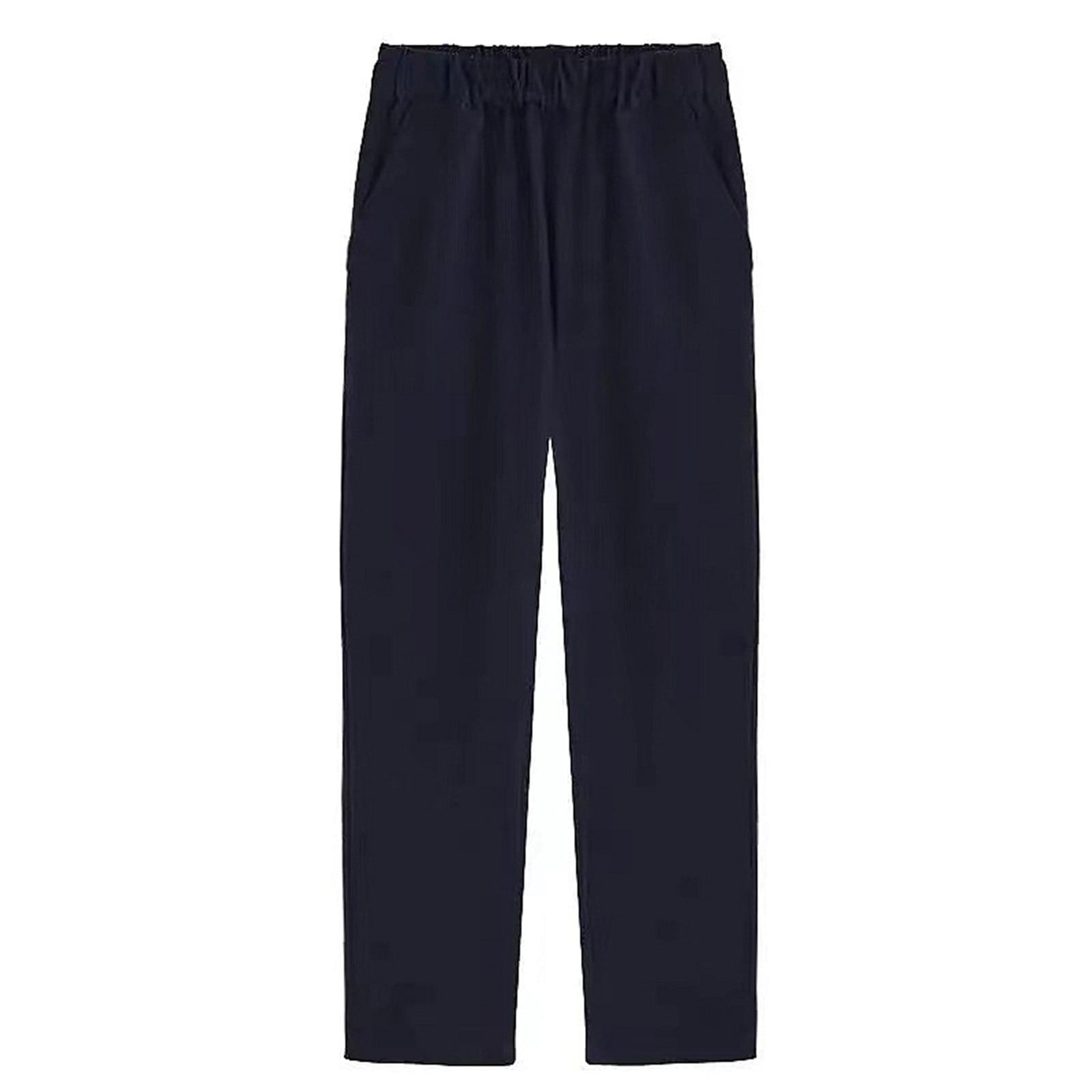 Bigmansland Full Elastic Waist Twill Pants - Baggy Casual Fit, Black, With Belt Loops