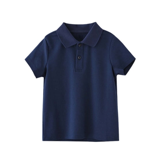 breaise Boy's Uniform Shirt Short Sleeve Round Neck Shirt Summer Casual Solid Color Tshirts