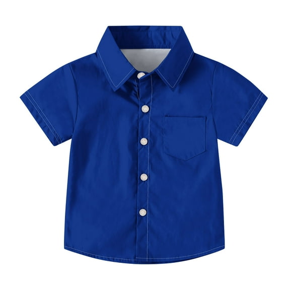 breaise Boys' Button Down Shirt Solid Short Sleeve Dress Shirt Toddler Kids Summer Tshirt Boys Girl Casual School Uniform