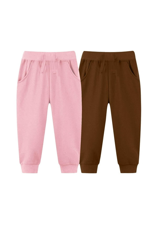 Boys Girls 2 Pack Active Jogger Kids Babay Boy Girls Sweatpants Casual Athletic Solid Running Pants Loose Athletic Pants 2-7 Years