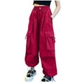thumbnail image 1 of breaise Boys Girls Cargo Pants Lightweight High Elastic Waist Hip Hop Drawstring Pants Kids Streetweart Dance Pants, 1 of 3