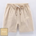 thumbnail image 1 of breaise Boys Girls Cotton Shorts Summer Casual Hiking Shorts Kids Solid Short Pants Casual Elastic Waist Drawstring Pants 2-7 Years, 1 of 4