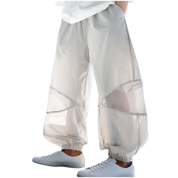 breaise Boys Girls Jogger Pants Lightweight Breathable Mesh Sweatpants Casual Cinch Bottom Trousers Trendy Loose Pants with Pockets for Kids 2-15 Years
