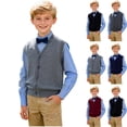 thumbnail image 1 of breaise Boys Girls Knitted Vest V-Neck Sleeveless Knitwear Sweater School Uniform Matching Shirt Jumper for Kids, 1 of 8
