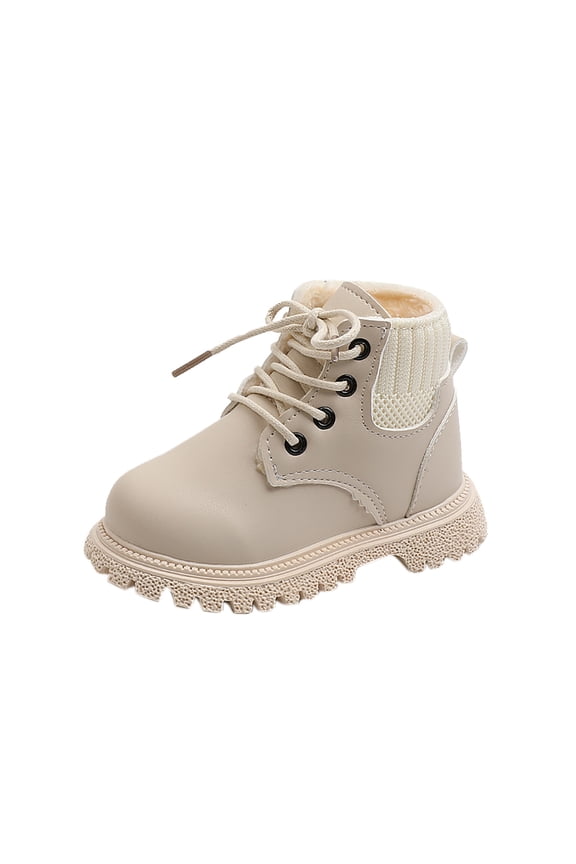 Boys Girls Leather Hiking Snow Boots Little Kid High Top Dress Shoes Toddler Lace Up Non-Slip Texture Sole Loafer Ankle Flats Classic Casual Walking Work Boot(Toddler/Little Kid)