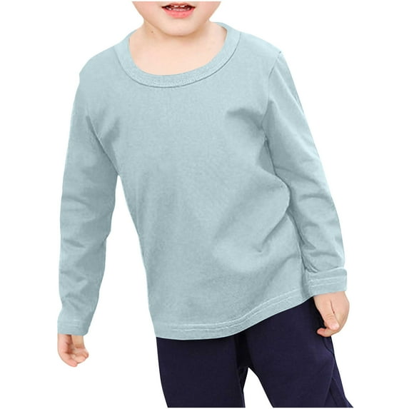 breaise Boys Girls Long Sleeve T-Shirts Kids Soft Cotton Tee Tops Cozy Solid Color Undershirts