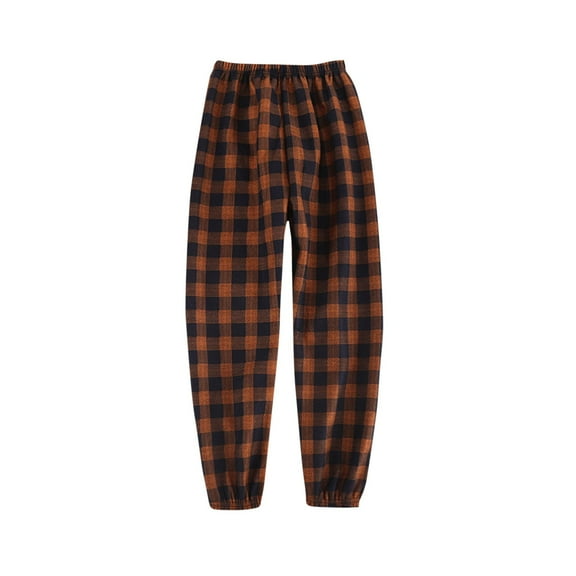 breaise Boys Girls Plaid Pants 2025 Spring Active Athletic Jogger Pants Soft Cotton Hiking Pants Cozy Pajamas Pants