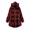 thumbnail image 1 of breaise Boys Girls Sherpa Pullover Oversized Plaid Fuzzy Hoodie Toddler Double Fleece Sweatshirts Fluffy Plaid Outerwear Warm Coats Wine 130, 1 of 3