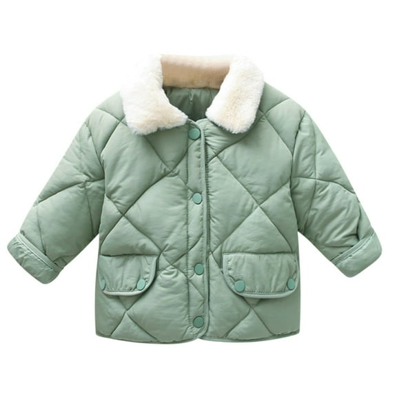 breaise Boys Girls Toddlers Winter Coats Quilted Puffer Jacket Kids Fleece Lapel Collar Baggy Down Snow Jacket Coat Outerwear 2-7Y