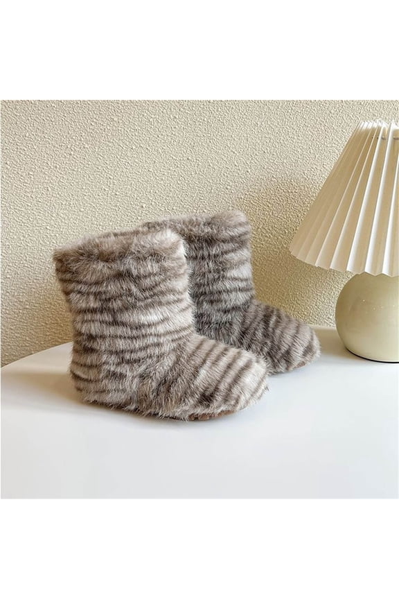 Boys Girls Winter Snow Boots Warm Faux Fur Toddler Boots Non Slip Ankle Booties Little Kids Walking Shoes