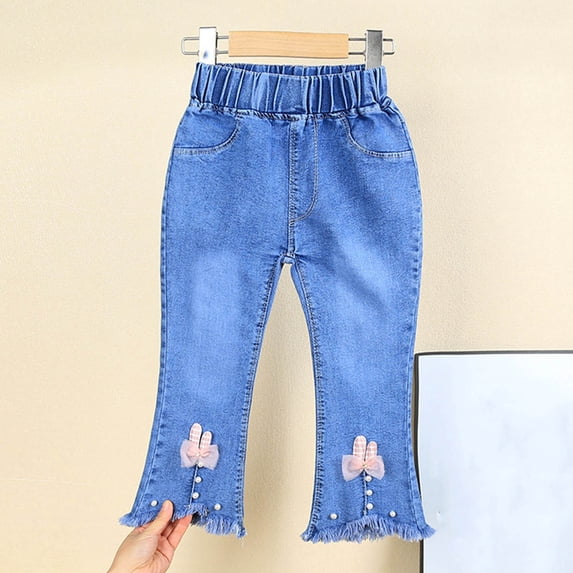 breaise Boys Jeans Baggy Straight Leg Elastic Waist Loose Denim Pants with Pockets