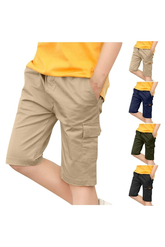 Boys Millitary Shorts Outdoor Casual Sports Shorts Kids Multi-Pocket Relaxed Fit Quick Dry Cargo Shorts