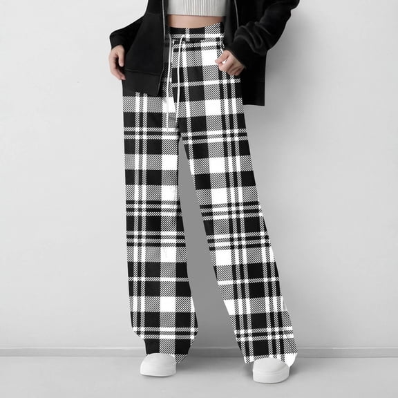 breaise Boys Plaid Pants Boys Girls Printed Plaid Pants with Pockets Drawstring Elastic Waist Lounge Pants