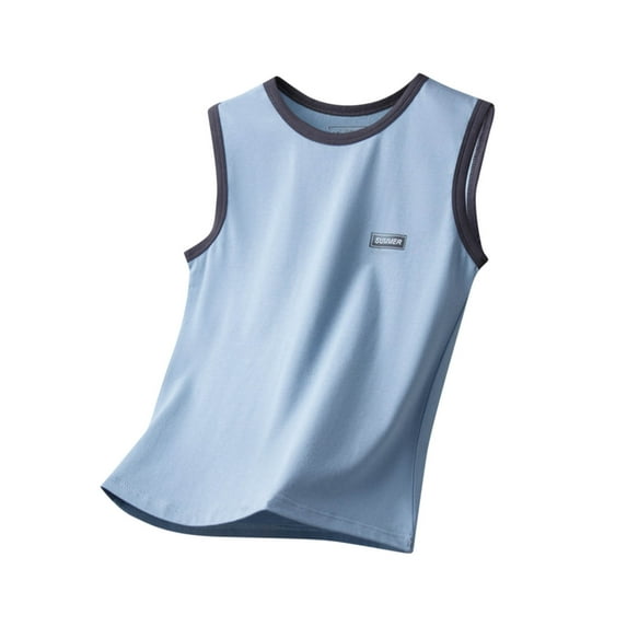 breaise Boys Tank Top Soft Cotton Round Neck Sleeveless Athletic Undershirt for Kids Teen Solid Tank Tops Loose Cotton Sleeveless Shirt