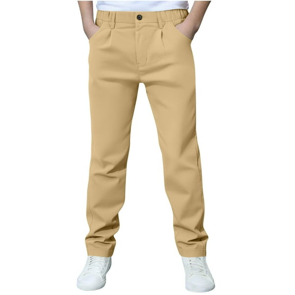 breaise Boys Uniform Pants Twill Pull On Jogger Pants for Boys School Clothes with Pockets