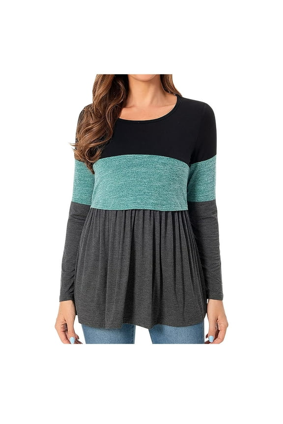 Breastfeeding Tunics Shirt for Womens Patchwork Maternity Nursing Tops Double Layer Pregnancy Blouses 2025 Mama Nursing Tunics Top