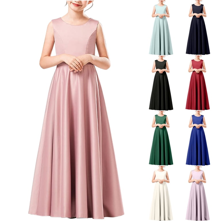 breaise Bridesmaid Dresses for Girls Formal Dress Satin Straps Wedding Prom  Gown A-Line - Walmart.com