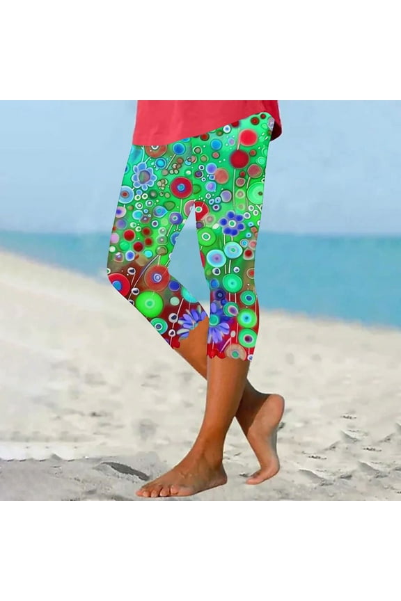 Capri Leggings for Women Tummy Control High Waisted Yoga Pants Stretchy Knee Length Capris Workout Athletic Cropped Trousers