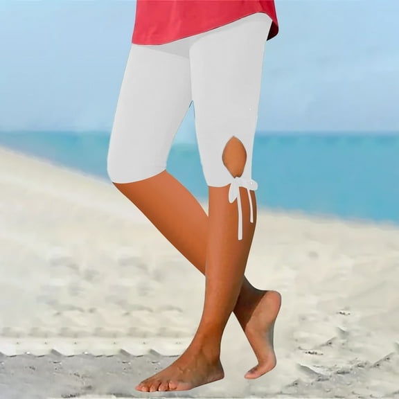 breaise Capri Leggings for Women Tummy Control Knee Length Capri Leggings 2024 Summer Cropped Pants Casual Solid Comfy Capris