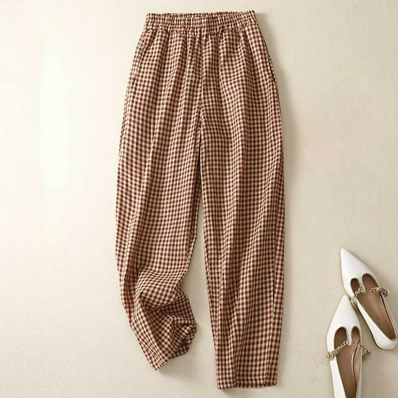 breaise Cotton Linen Capris for Women Summer Tummy Control Workout Capri Pants Loose Casual Straight Capris Comfy High Waisted Capris with Pockets