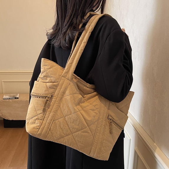breaise Crush Tote Bag for Women,Puffer Work Tote with Zipper, Travel Essentials Quilted Tote Bags