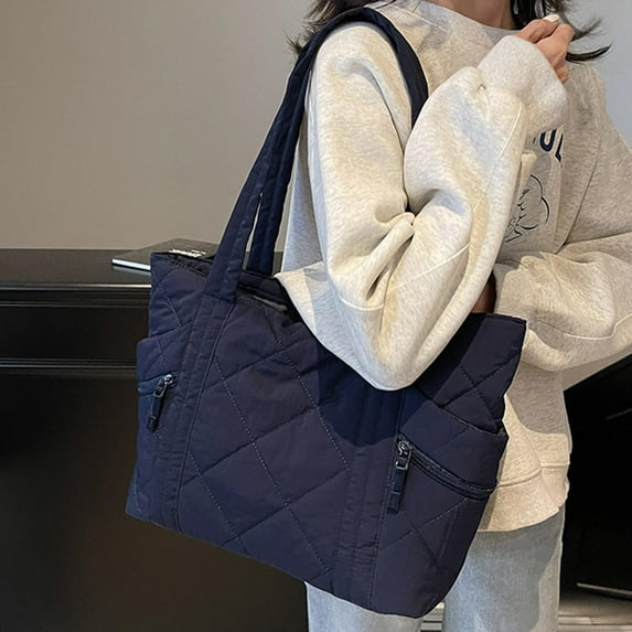 breaise Crush Tote Bag for Women,Puffer Work Tote with Zipper, Travel Essentials Quilted Tote Bags