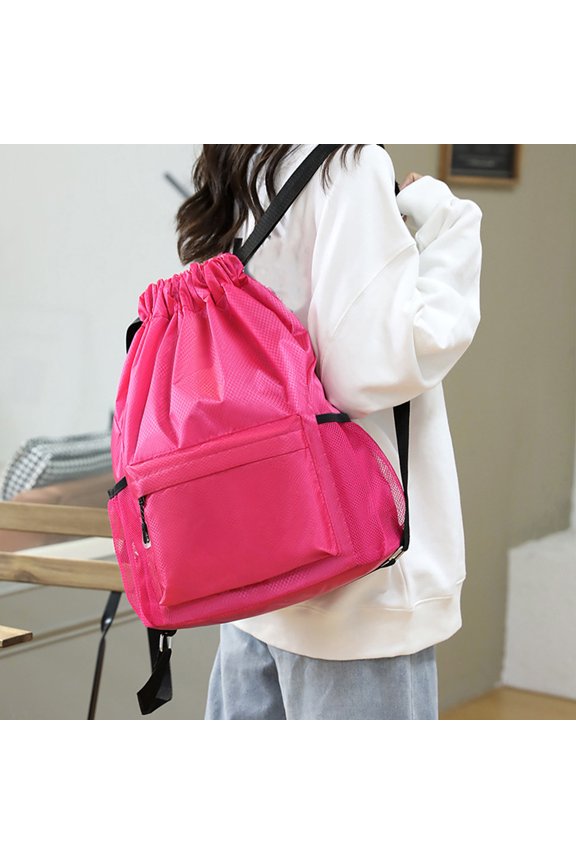 Drawstring Backpack Sports Gym Sackpack with Mesh Pockets Water-Resistant String Cinch Beach Bag for Men Women