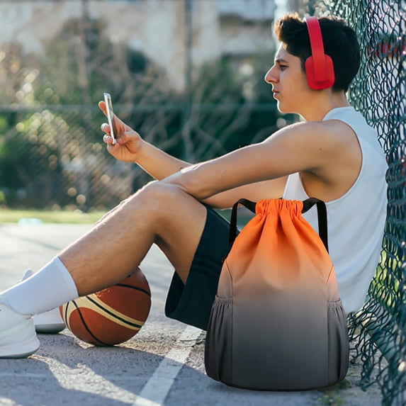 breaise Drawstring Backpack,Unisex Tie Dye Bag With Outside Zipper Pocket, Oxford Drawstring Bags for Sports, Work