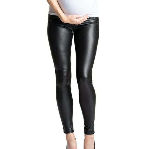 breaise Faux Leather Maternity Leggings for Women Over The Belly High Waist Pregnancy Pants Trendy Yoga Workout Pants