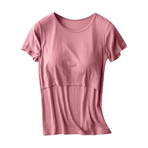 breaise Maternity & Nursing T-Shirt | Maternity & Nursing Tops for Breastfeeding | Comfy Short Sleeve Breastfeeding Shirts | Round Neck Postpartum T-Shirts Pregnancy Clothes