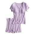 thumbnail image 1 of breaise Flash Deals 2024 Women's Maternity Nursing Pajamas Set Breastfeeding Sleepwear Short Sleeve Top & Shorts Pregnancy PJS Postpartum Pajamas Breastfeeding Pregnancy Clothes, 1 of 4
