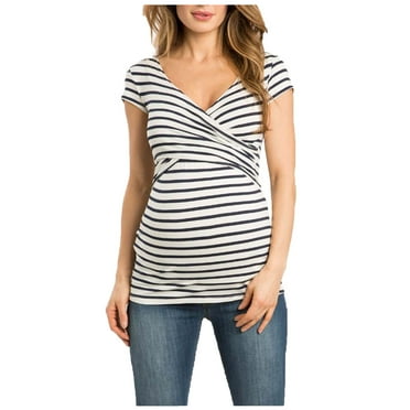 breaise Flash Deals 2024 Womens Maternity Nursing Tops,Layered Wrap for Breastfeeding, V Neck Short Sleeve Breastfeeding Shirts, Tee Shirts Pregnancy Postpartum Clothes