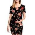 thumbnail image 1 of breaise Floral Side Ruch Maternity Dress Summer Crew Neck Bodycon Dress Short Sleeve Baby Shower Dress Casual Lounge Pregnancy Dress Daily Wear, 1 of 6