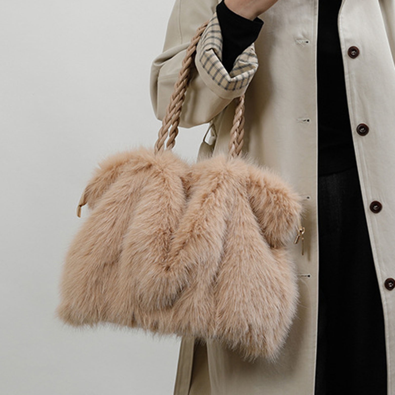 breaise Furry Purse Winter Fluffy Bags for Women Fuzzy Tote Bag