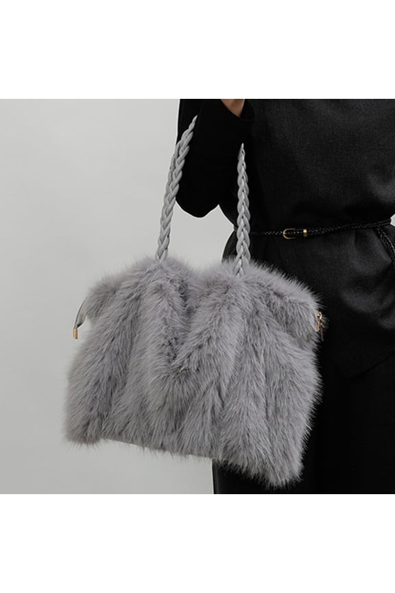 Furry Purse Winter Fluffy Bags for Women Fuzzy Tote Bag Handbags Faux Fur Bag Fluffy Shoulder Bag