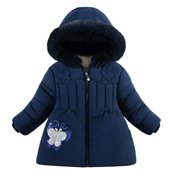 breaise Girl's Winter Coat Warm Fleece Puffer Jacket Waterproof Parka with Faux Fur Hood Quilted Outwear 4-12Years