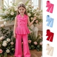 thumbnail image 1 of breaise Girls 2 Piece Outfits Button Front Ruffer Vest and Dress Pants Suit Sets, 1 of 7