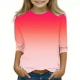 thumbnail image 1 of breaise Girls 3/4 Sleeve Shirts Kids Crewneck Gradient Print T-Shirts Summer Fall Tops Tees 3-12 Years, 1 of 5