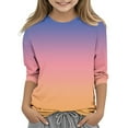 thumbnail image 1 of breaise Girls 3/4 Sleeve Shirts Kids Crewneck Gradient Print T-Shirts Summer Fall Tops Tees 3-12 Years, 1 of 5