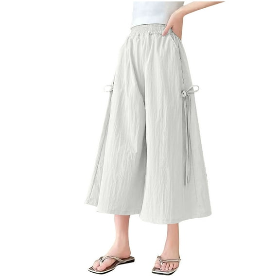 breaise Girls Baggy Wide Leg Palazzo Pants Casual Loose Drawstring Elastic Waisted Carpis Cute Lounge Trousers