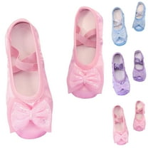 breaise Girls Ballet Shoes Toddler Highly Elastic Satin Ballet Slippers Kids Ballerina Dance Shoes with Bow