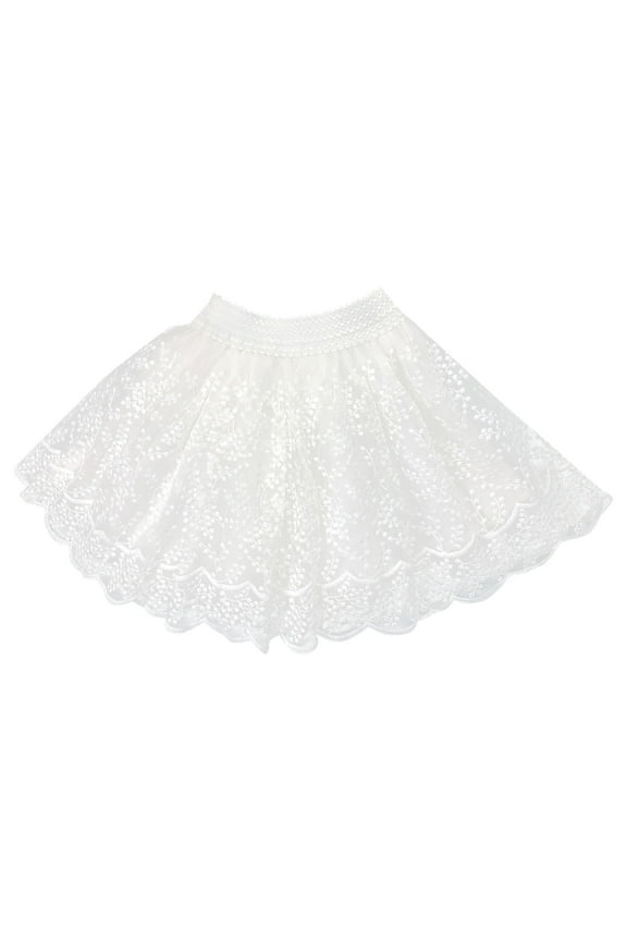 Girls Boho Lace Skorts,Flowy Ruffle Tiered Crochet Mini Skirts with Built-in Shorts