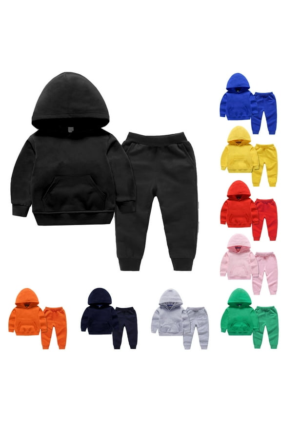 Girls Boys 2 Piece Tracksuit Athletic Sweatsuits Sets Hooded Sweatshirt and Jogger Sweatpants Clothing Sets for Kids