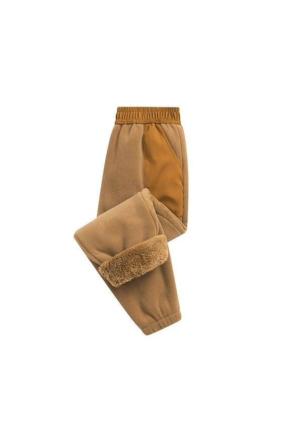 Girls Boys Fleece Joggers Sweatpants Sherpa Lined Winter Warm Elastic Waist Jogger Pants Thermal Lounge Pants with Pockets