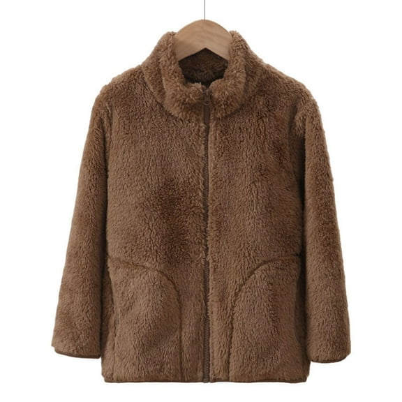 breaise Girls Boys Fuzzy Sherpa Coat Lightweight Full Zip Hoodie Warm Fleece Jacket with Pockets Fall Winter Outwear 3-16 Years