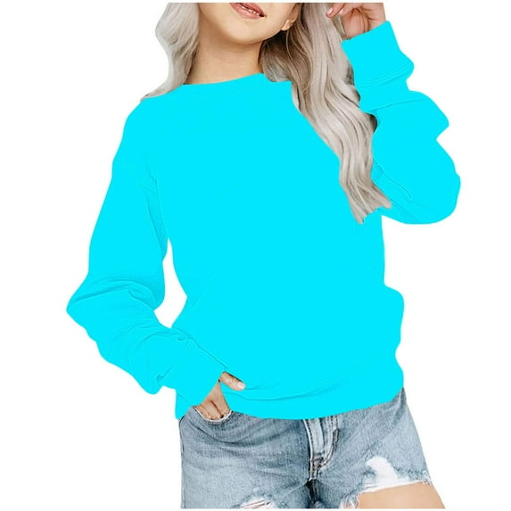 breaise Girls Boys Shirt Long Sleeve Shirts Kids Loose Crewneck Sweatshirt Kids Spring Blouses Cute Solid Pullover Top Hoodies